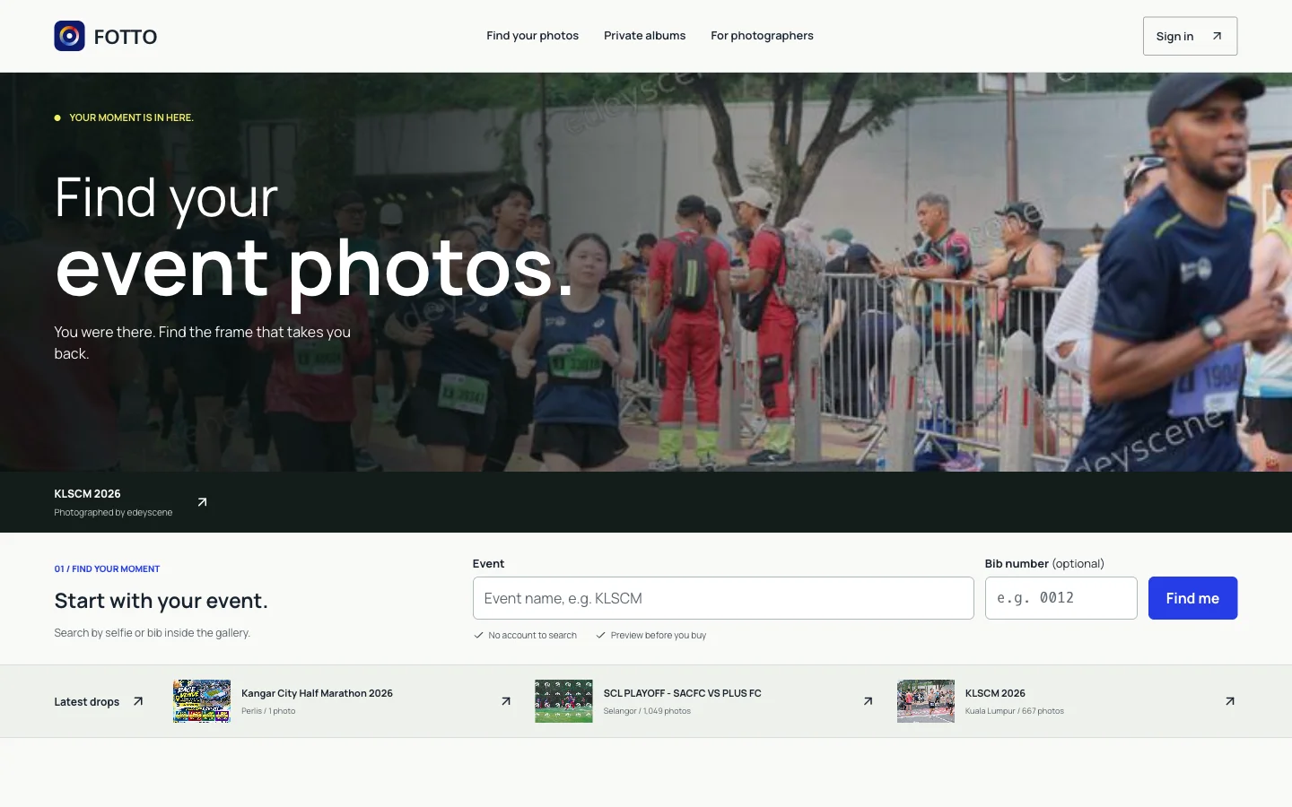 Fotto: actual public website preview